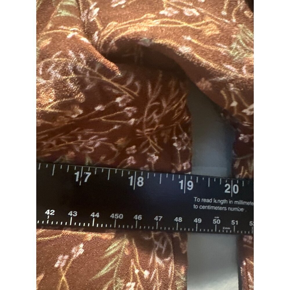Women's Size L Brown Floral Pleated Ruffle Midi Dress NWT Cottagecore VTG Boho - Picture 8 of 8